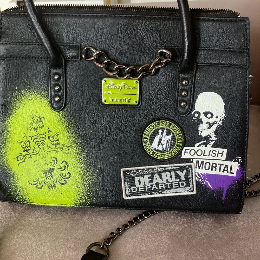Loungefly Haunted Mansion Black and Purple Tote - Picture 2 of 4